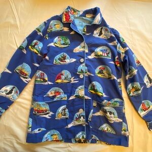Nick & Nora Blue Snow Globe Print pajama top